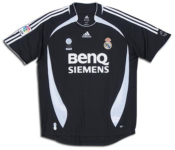 real madrid logo black and white. Real Madrid jerseys: 2007 away