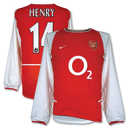 Arsenal 2003-2004 home white and red jersey, long sleeve