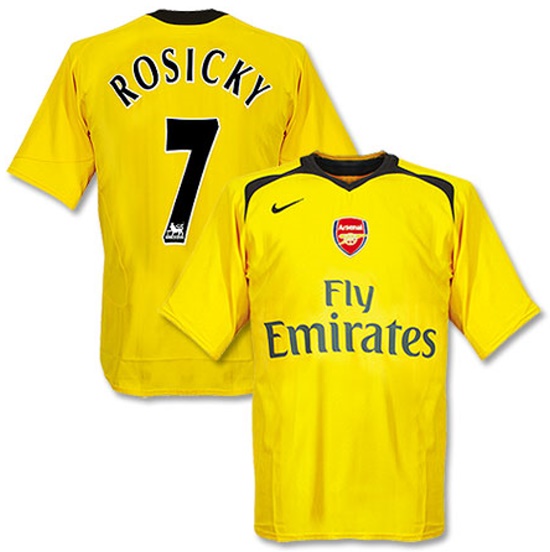 Arsenal 2006-2007 away yellow and dark grey jersey