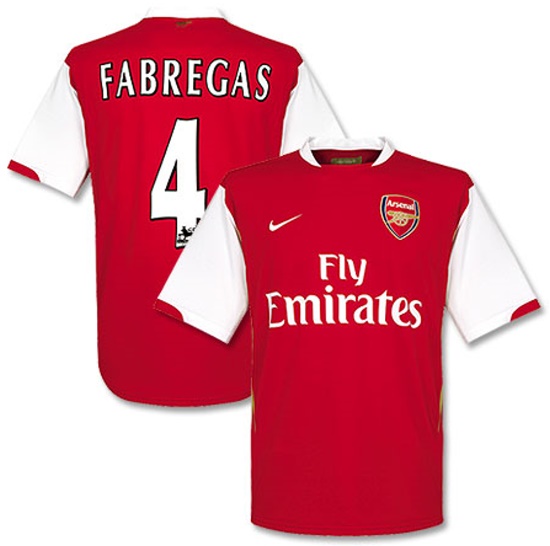 Arsenal 2006-2007 home red, white and yellow jersey