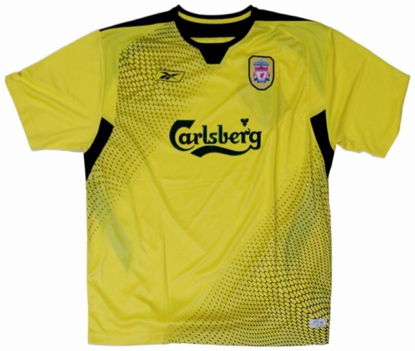 Liverpool 2004-2005 away yellow and black jersey