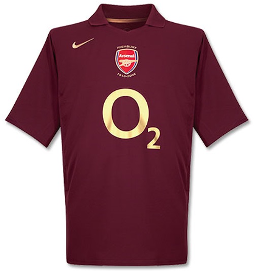 Arsenal Jerseys: 2005-2006 dark red (burgundy) home jersey picture retro