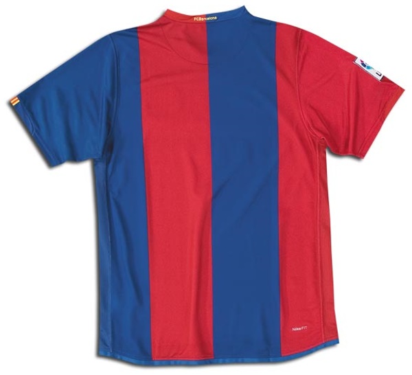 FC Barcelona 2006-2007 home blue and red jersey, back view