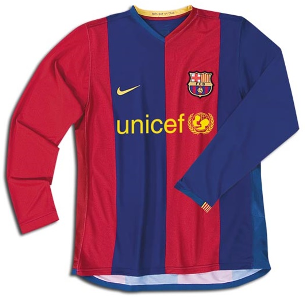 FC Barcelona 2006-2007 home blue and red jersey, long sleeve