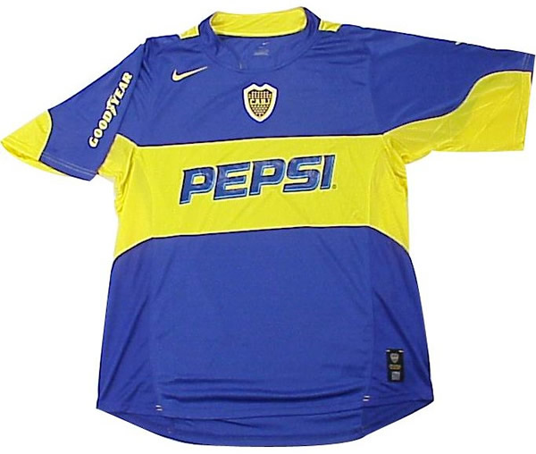 Boca Juniors 2004-2005 home blue and yellow (gold) jersey