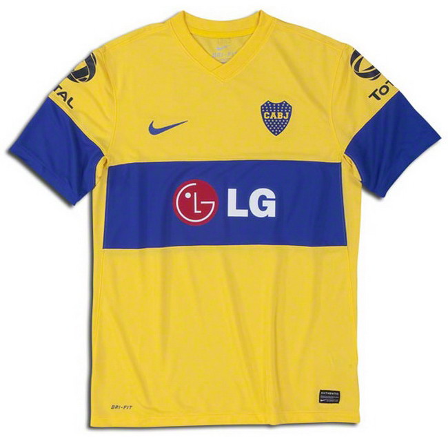 Boca Juniors 2011-2012 away yellow and blue jersey