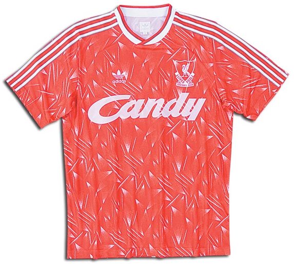 Liverpool 1989-1990 home red and white jersey retro