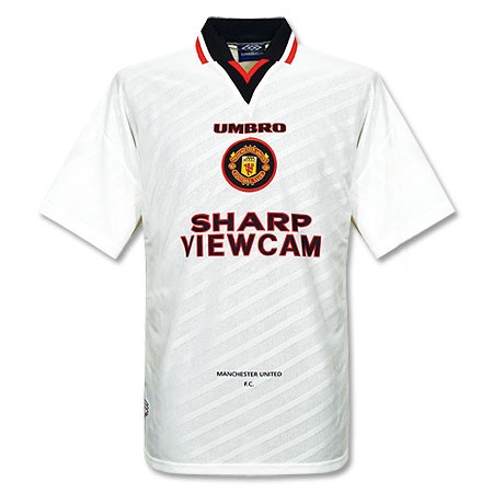 Manchester United 1996-1997 away white, black and red jersey