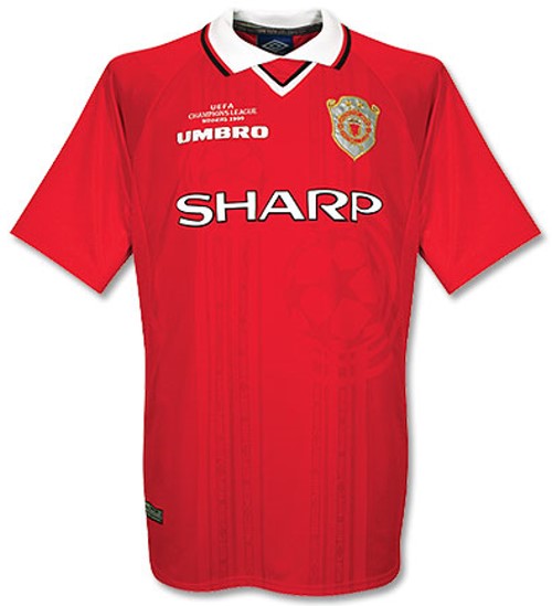 Manchester United 1999-2000 home red, white and black jersey