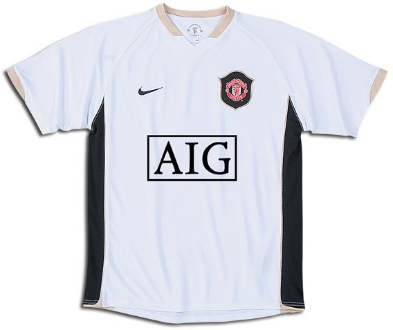Manchester United 2006-2007 away white and black jersey