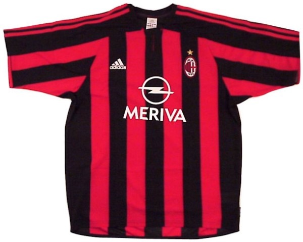 Milan 2003-2004 home red and black jersey