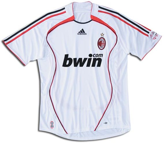 Milan 2006-2007 away white, red and black jersey
