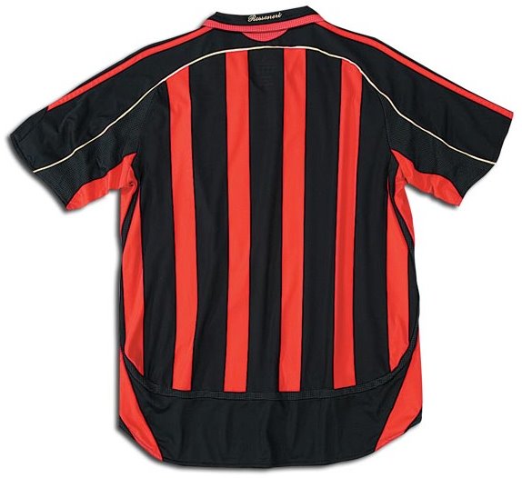 Milan 2006-2007 home black, red and white jersey, back view