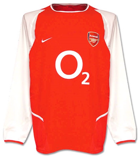 Arsenal 2003-2004 home red and white jersey, long sleeve