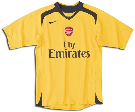 Arsenal 2006-2007 away yellow and dark grey jersey