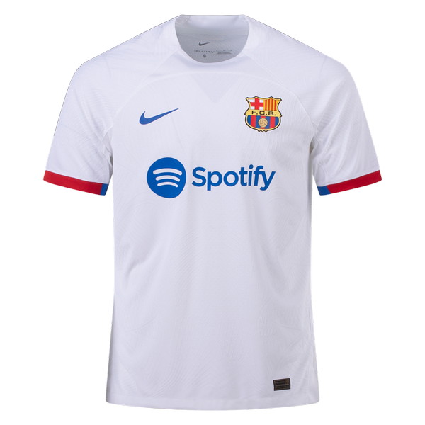 FC Barcelona 2023-2024 away white, red and blue jersey