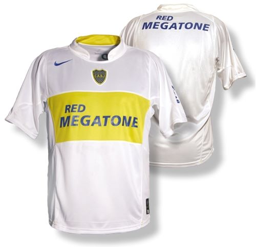 Boca Juniors 2005-2006 away white and yellow (gold) jersey