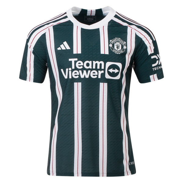 Manchester United 2023-2024 away green, white and red jersey